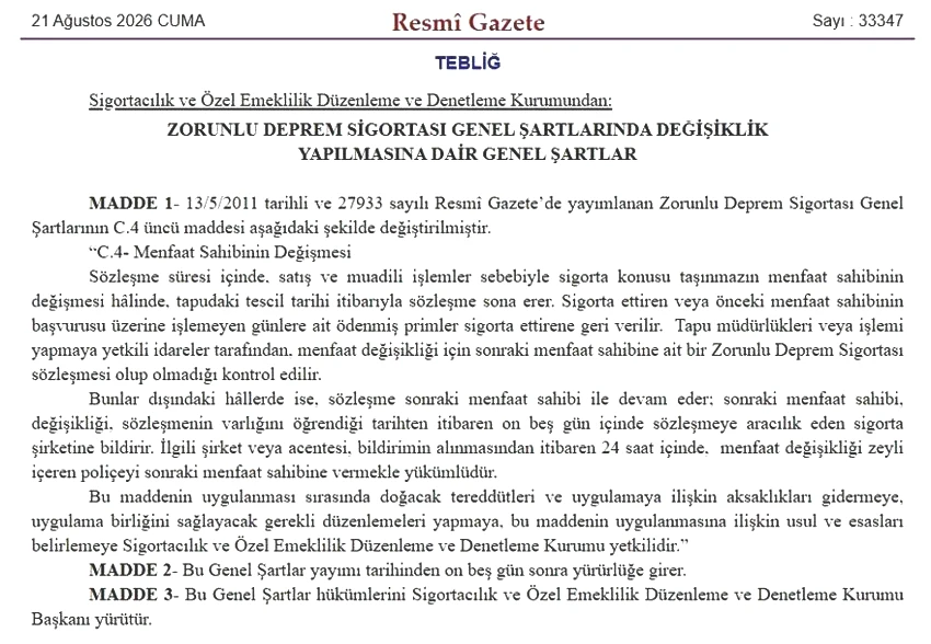 Ev alıp satacaklar dikkat: Zorunlu Deprem Sigortası'nda yeni dönem - Resim : 1