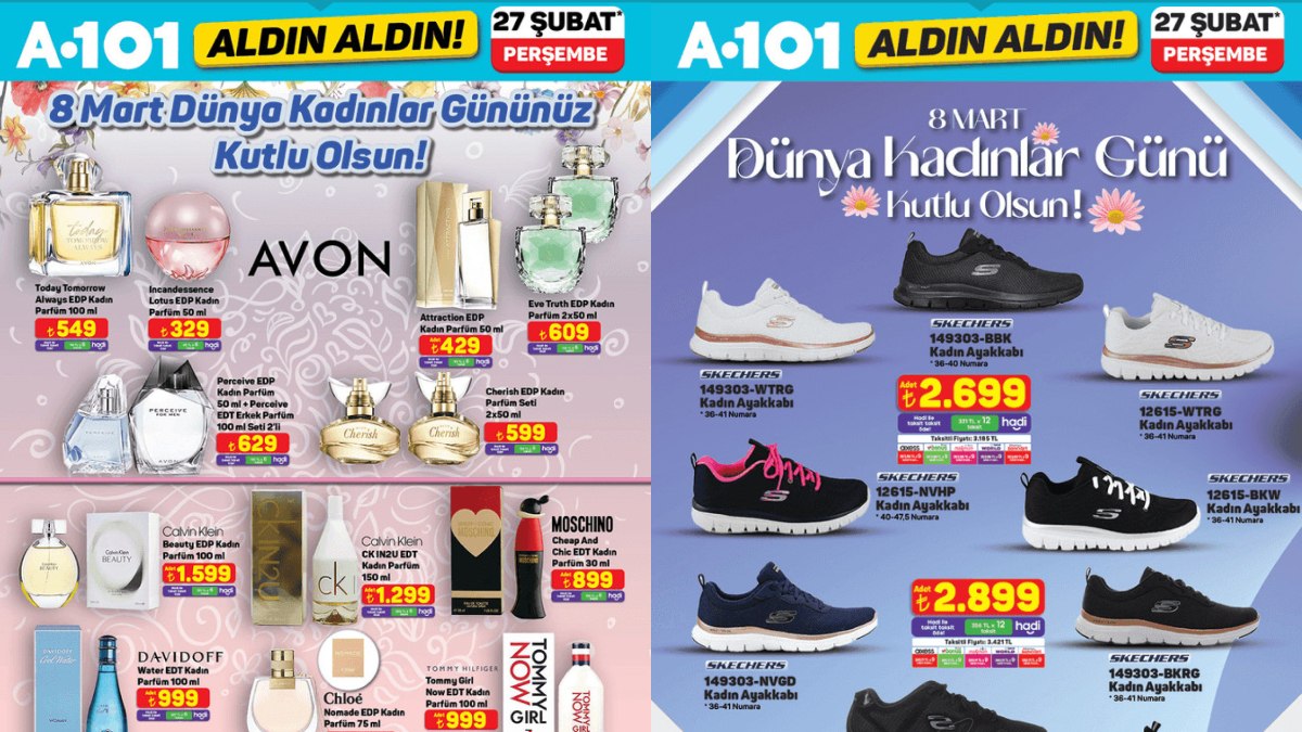 A101, Kadınlar Günü’ne özel indirimle şaşırttı! Parfümden ayakkabıya kadar geniş bir kampanya!