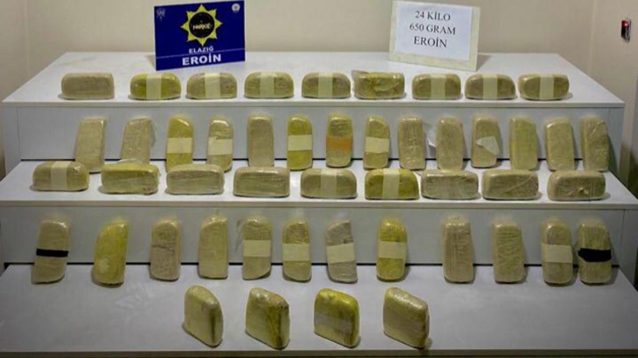 Elazığ'da 24 kilo 650 gram eroin ele geçirildi