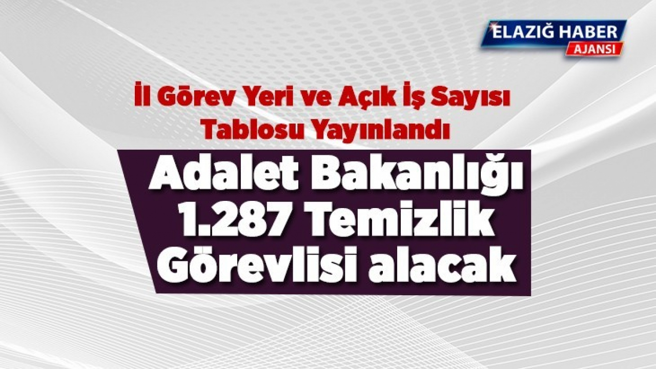 Adalet Bakanlığı 1.287 temizlik görevlisi alacak