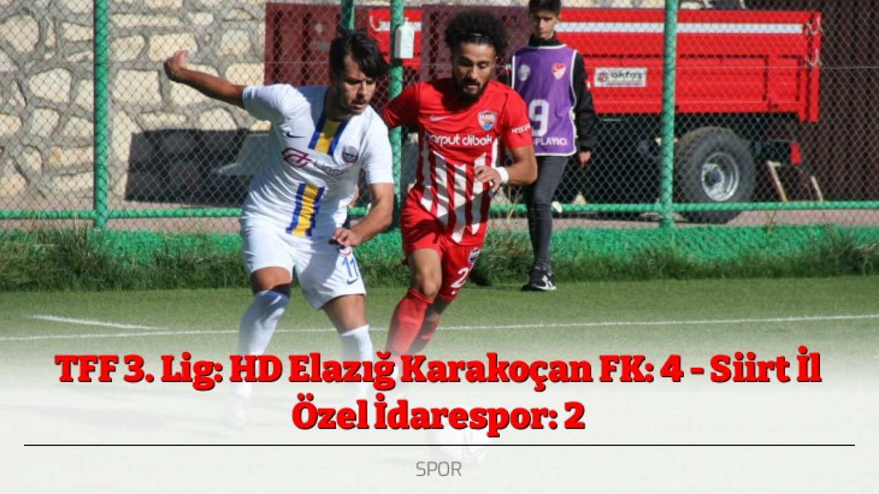 TFF 3. Lig: HD Elazığ Karakoçan FK: 4 - Siirt İl Özel İdarespor: 2