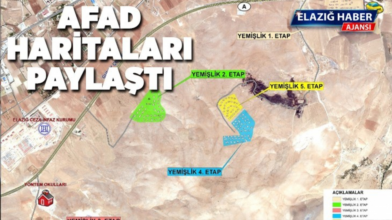 AFAD, Yemişlik ve Çatalçeşme'deki etapların haritalarını paylaştı.