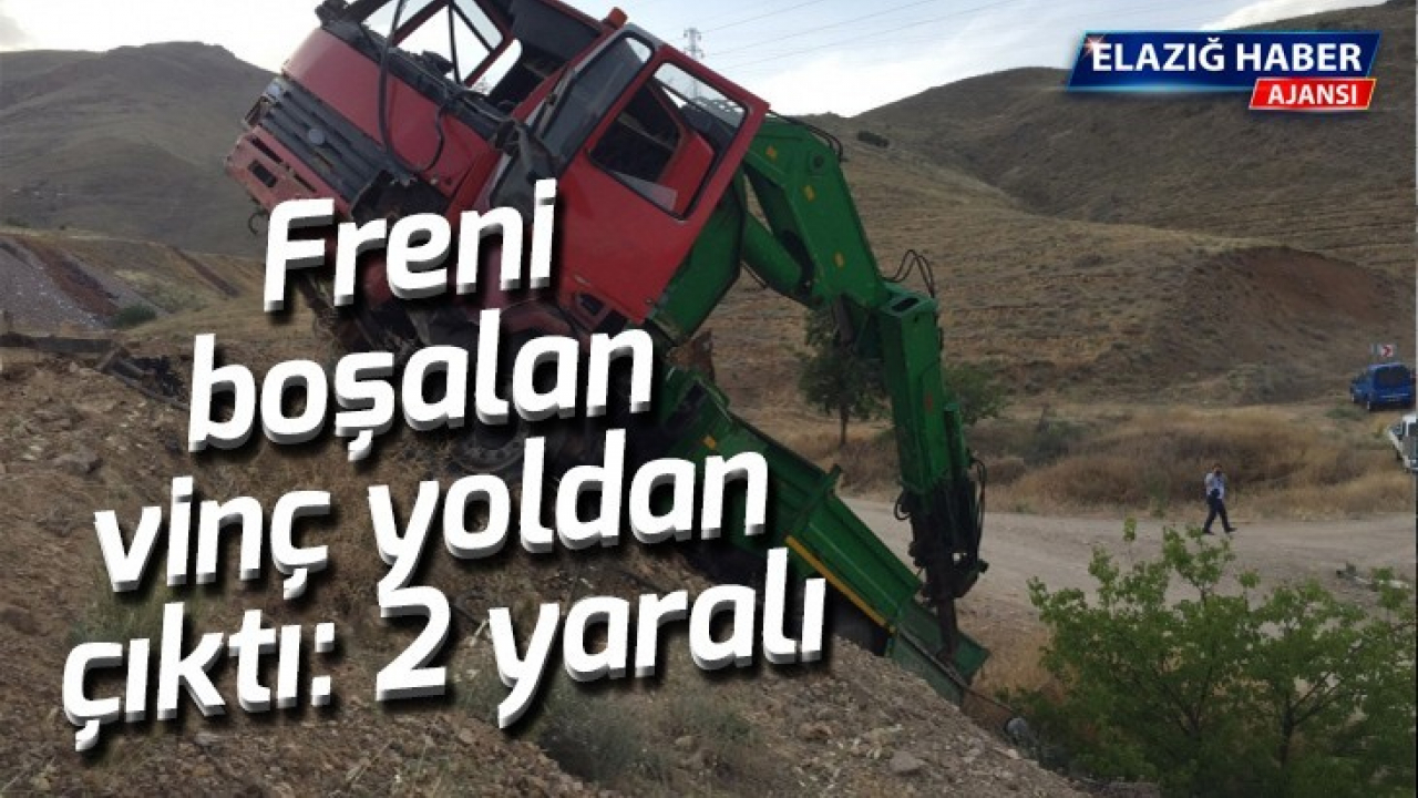 Freni boşalan vinç yoldan çıktı: 2 yaralı