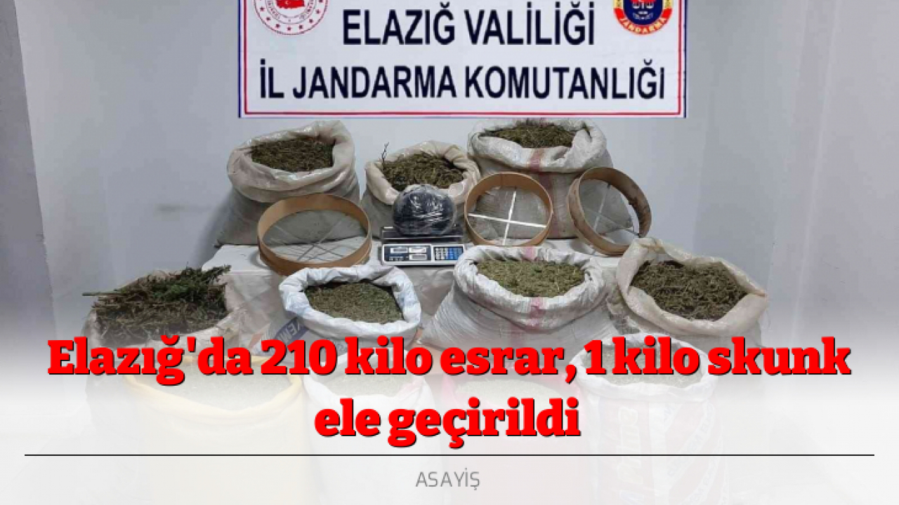 Elazığ'da 210 kilo esrar, 1 kilo skunk ele geçirildi