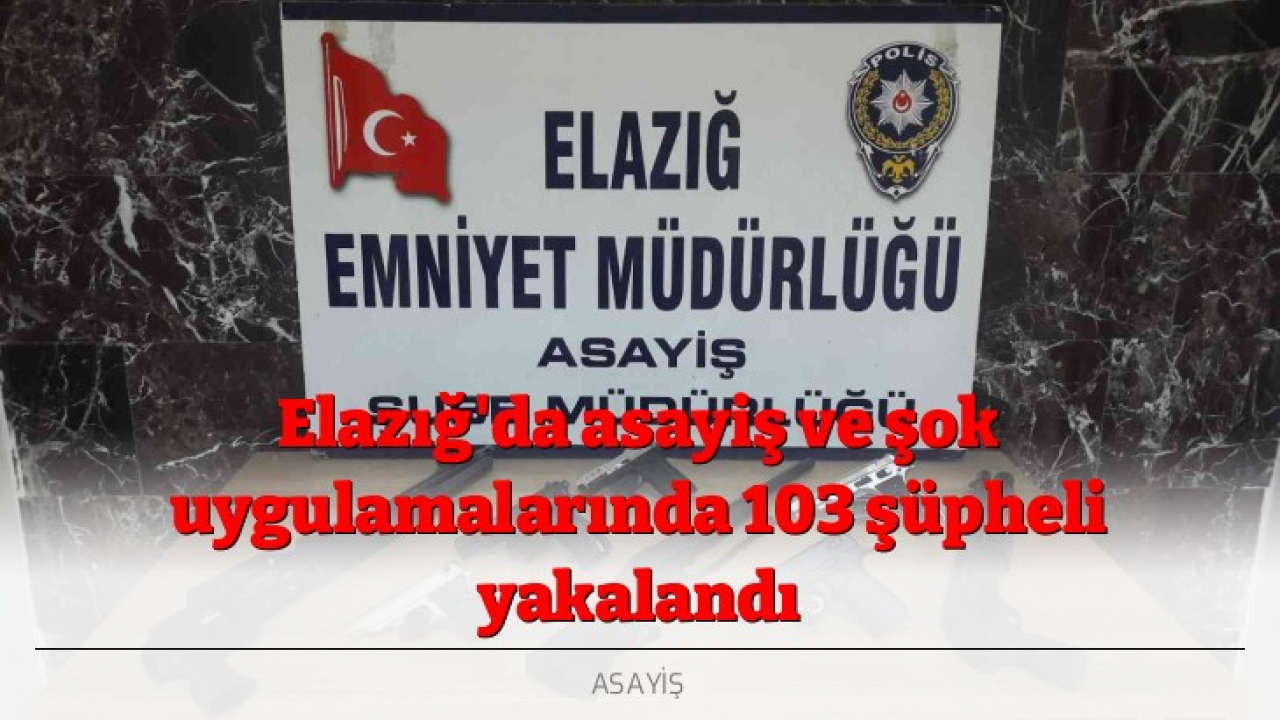 Elazığ'da asayiş ve şok uygulamalarında 103 şüpheli yakalandı