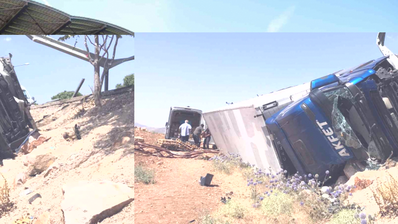 Tavuk yüklü tır şarampole devrildi: 1 yaralı