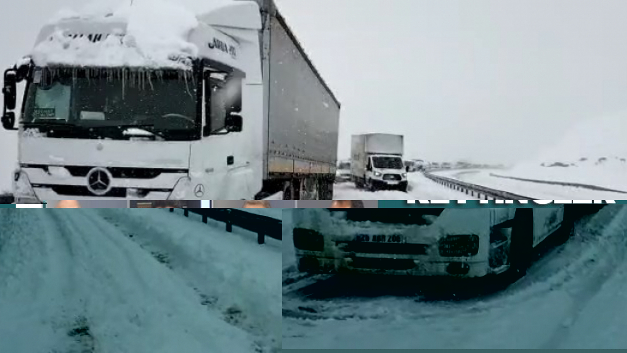 Elazığ'da rampayı çıkamayan sürücüler yolda mahsur kaldı