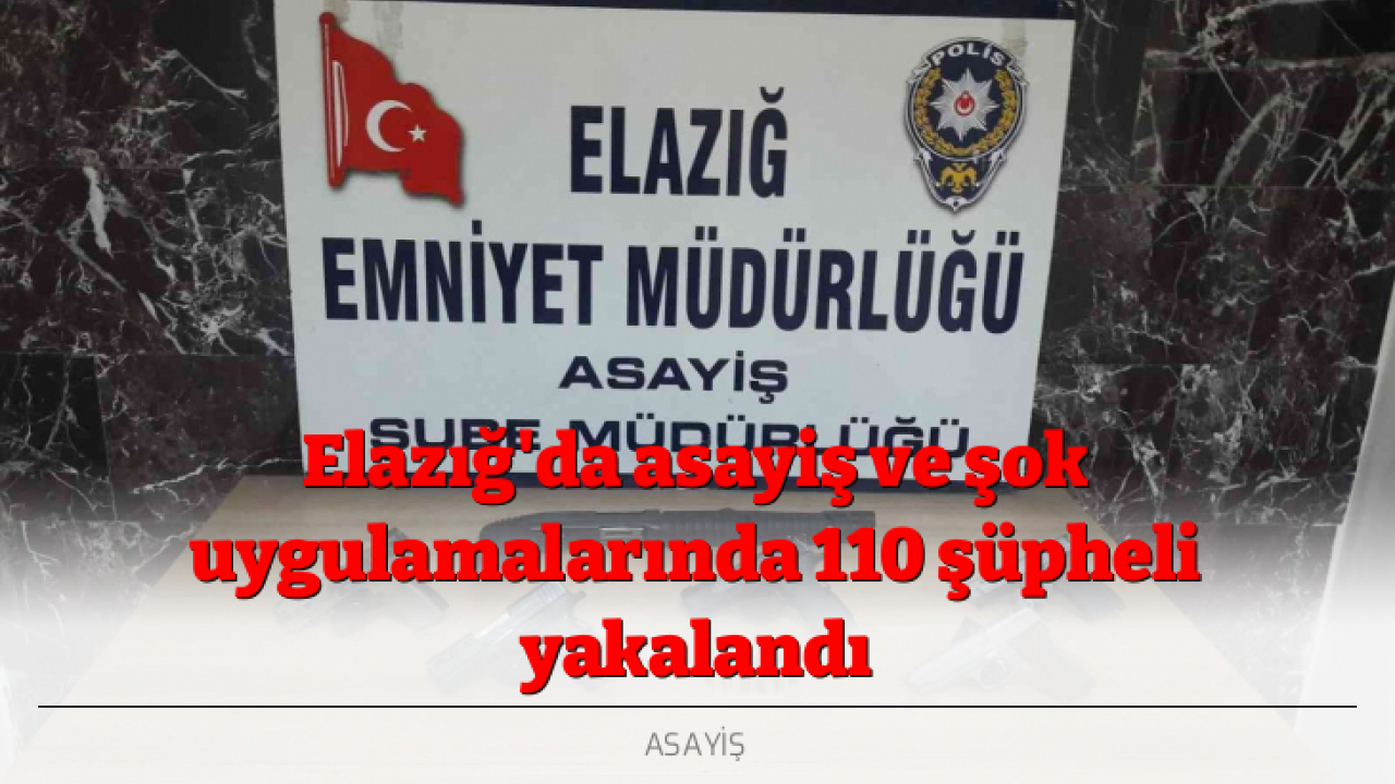 Elazığ'da asayiş ve şok uygulamalarında 110 şüpheli yakalandı